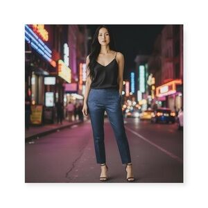 St John Collection ᪥ Luxe Metallic Brocade Dress Pants ᪥ Cobalt Blue ᪥ 12 Large